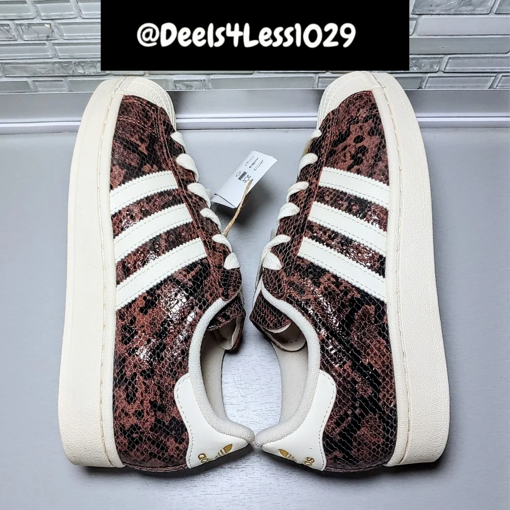 Adidas Originals Superstar 2 Snakeskin Womens Size 6.5 Cream Brown